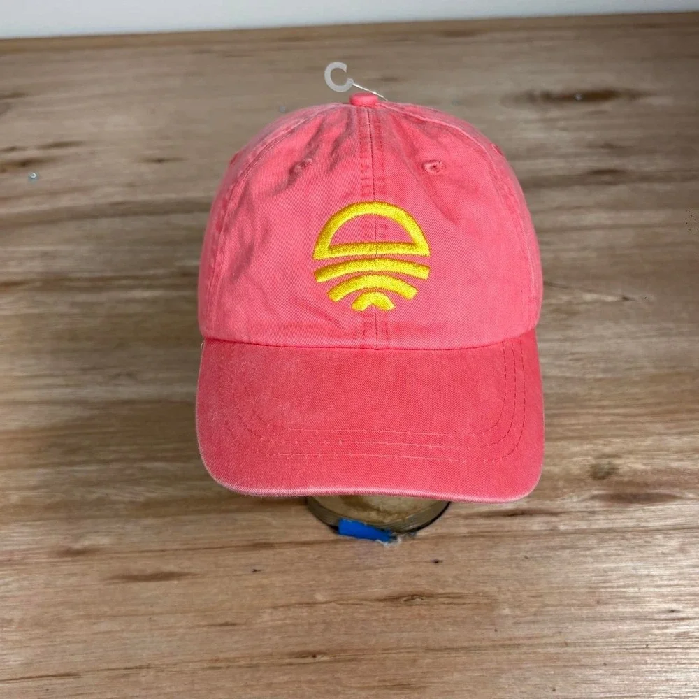 ADAMS Coral pink vintage 90s baseball cap Salmon Pink w/ Sunset Embroidery
